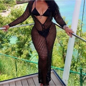 St.Barths sequin crochet maxi dress and  Small Tote included